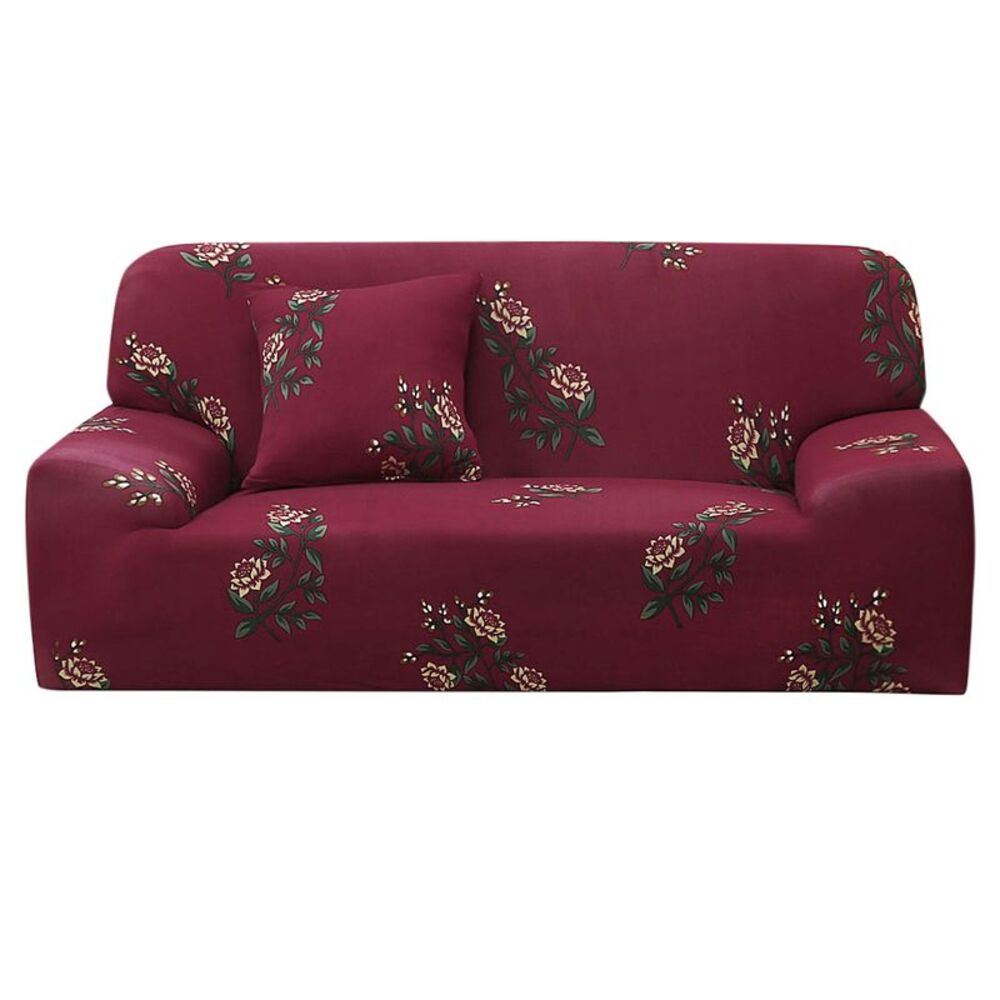 Stretch Sofa Cover Floral Printed Couch Slipcover with One Pillowcase Medium